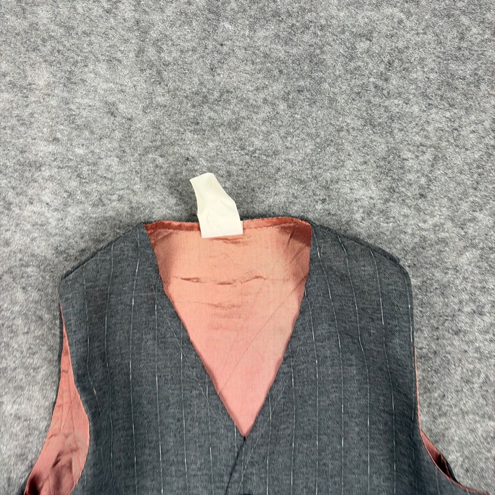 80s 90s Pinstripe Vest Boys 4T Gray Formal Dressy Made in USA Vintage Old Money - Picture 5 of 10